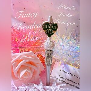 Fancy beaded pen/fancy pen/brown heart/gift ideas